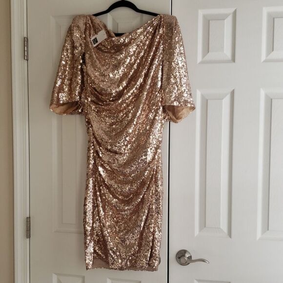 Talbot Runhof "Lobata" Sequined Cocktail Dress - Picture 5 of 6